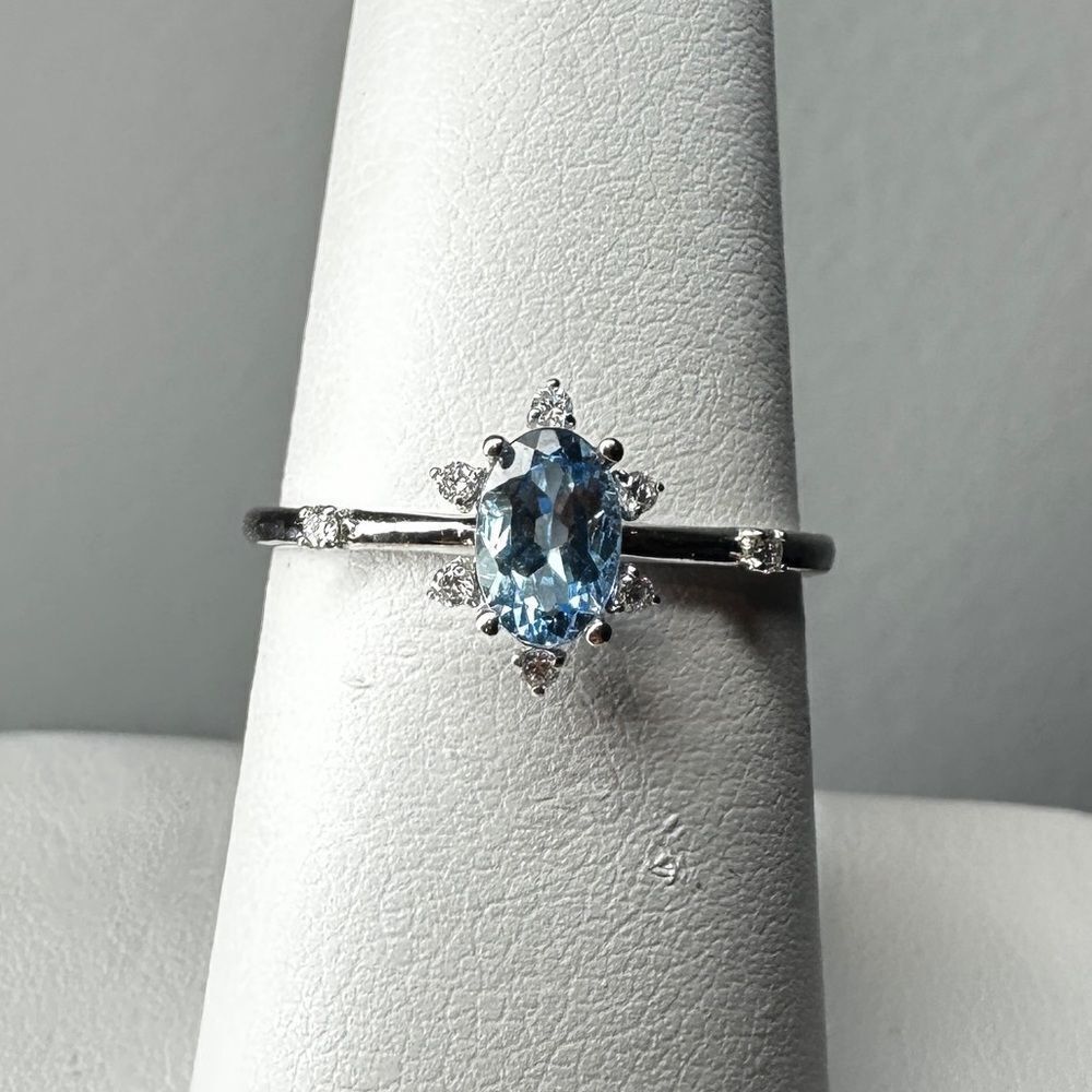 NWT .44cts Santa Maria Aquamarine with .06ctw diamond accents‎ in 14kt WG ring!